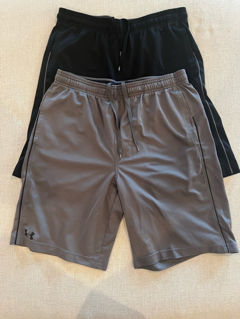 Two Pair Under Armour Men's Gray and Black Mesh Shorts